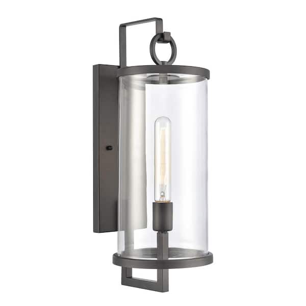 Titan Lighting Imus Charcoal Black Outdoor Hardwired Wall Sconce with No Bulbs Included