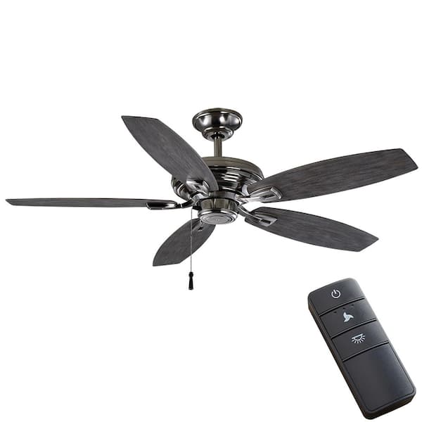 Hampton Bay North Pond 52 in. Outdoor Polished Nickel Ceiling Fan Bundle with Remote Control