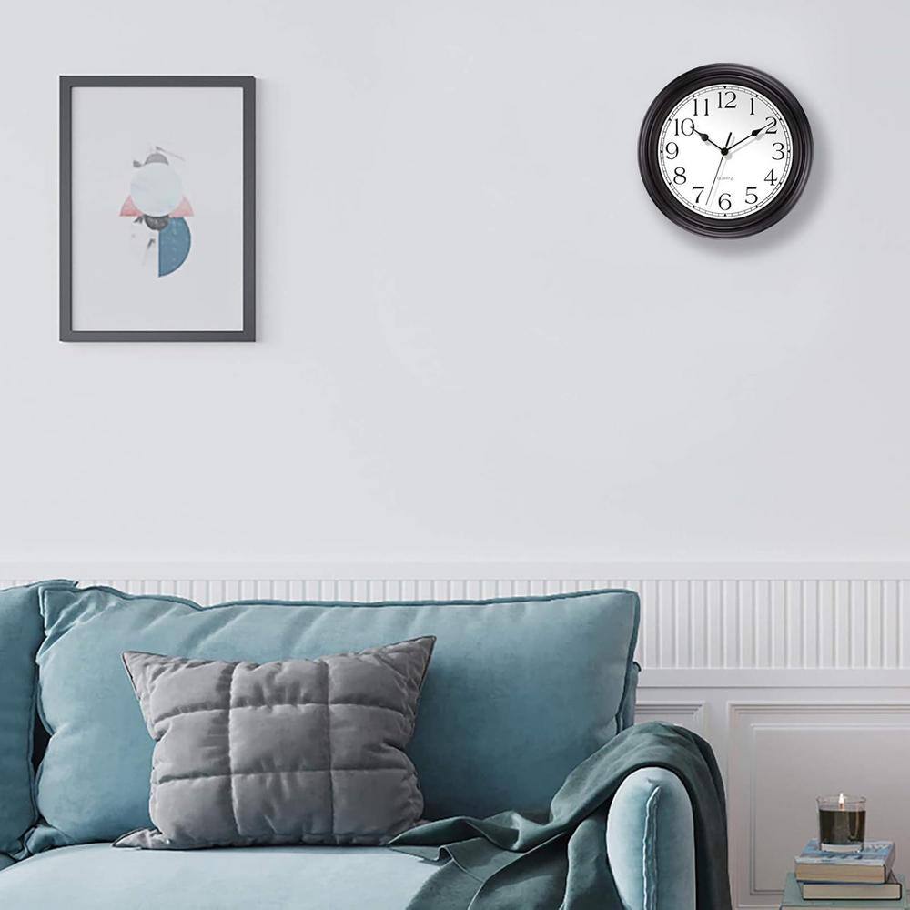 14-Inch Black Plastic Analog Silent Wall Clock