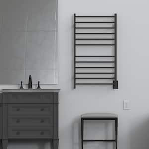 Radiant Square Large 12-Bar Combo Plug-in and Hardwired Electric Towel Warmer in Matte Black