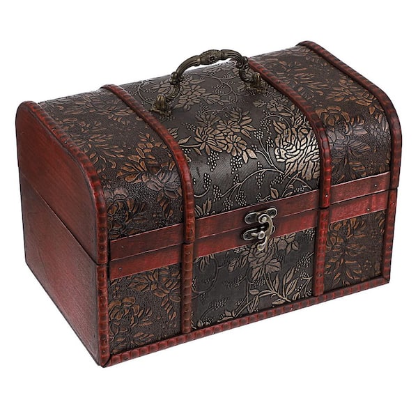 Vintage Brown 10 in. x 6.7 in. Artificial Leather Wood Decorative