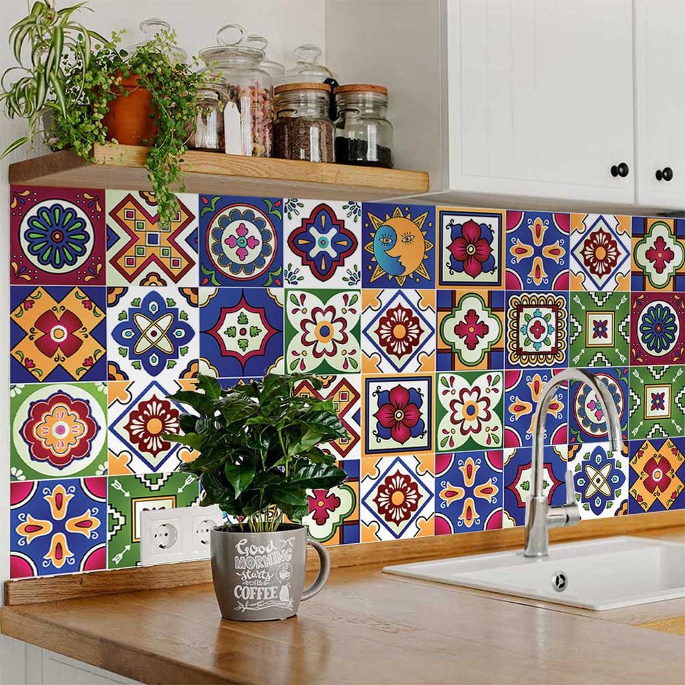 Multicolor Vinyl Peel and Stick Mosaic Tile Set