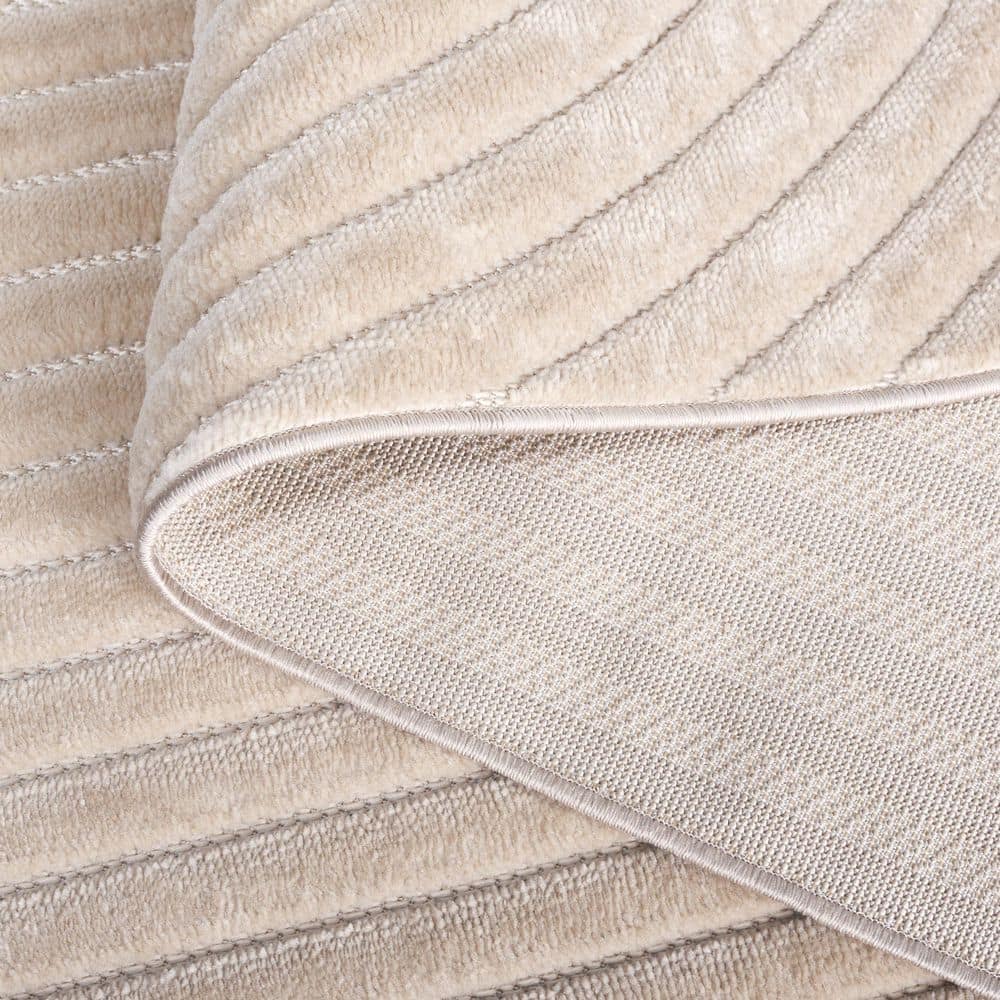 Beige Geometric 8' x 10' Synthetic Easy Care Area Rug