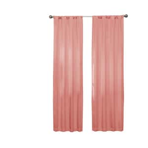 Darrell ThermaWeave Coral Solid Polyester 37 in. W x 63 in. L Blackout Single Rod Pocket Curtain Panel