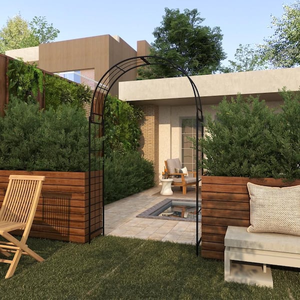 Black Metal Contemporary Garden Arbor 91 In. x 54 In.