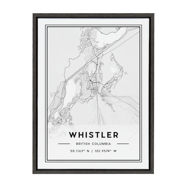 Kate and Laurel Sylvie Whistler Modern Map by Jake Goossen Set of 1 Framed Canvas Culture Art Print 24.00 in. x 18.00 in.