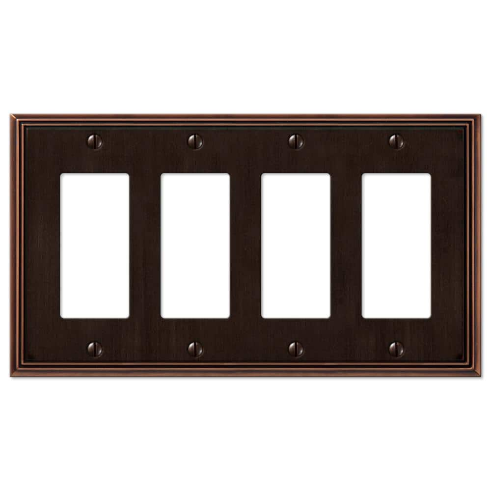 Amerelle 77R4DB Moderne Wallplate 4 Rocker or 3 Rocker  Cast Metal Aged Bronze 1-Pack