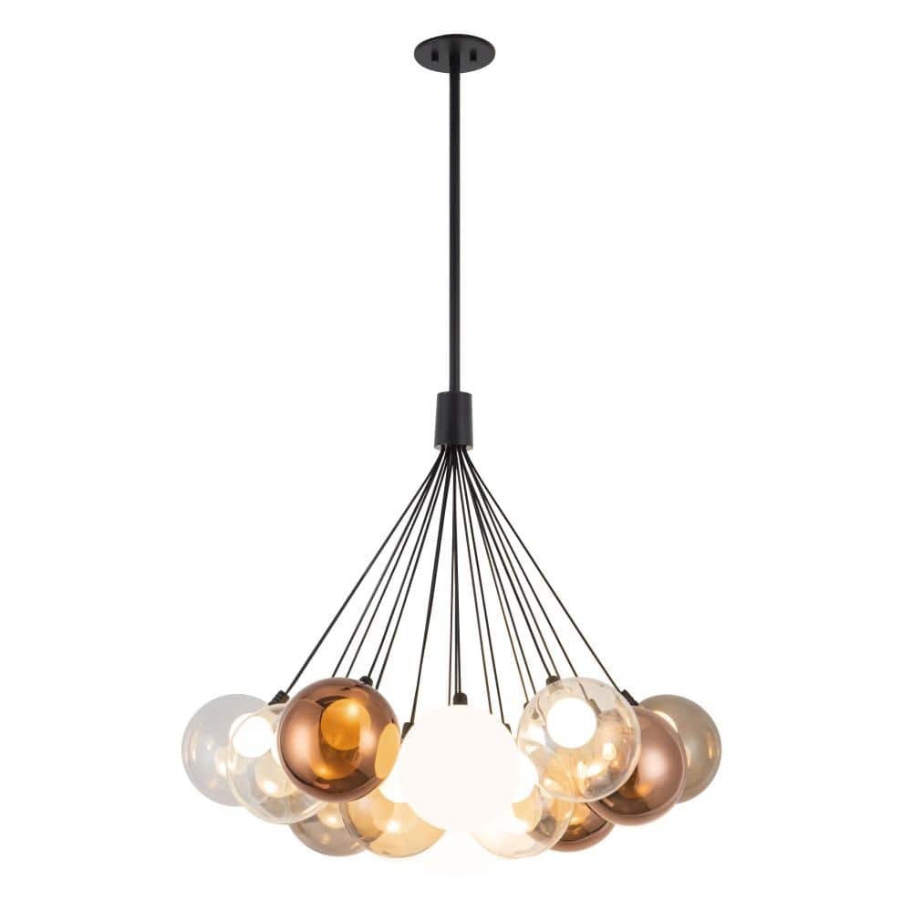 Bolla 28-in Black dimmable LED Chandelier with Mixed Glass price history on PriceWatchPro