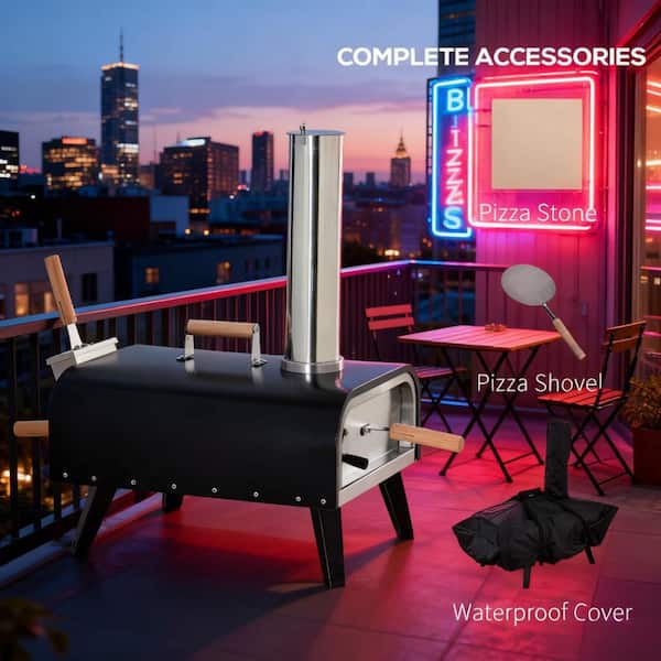 Portable Wood-Fired Outdoor Pizza Oven with Chimney, Cordierite