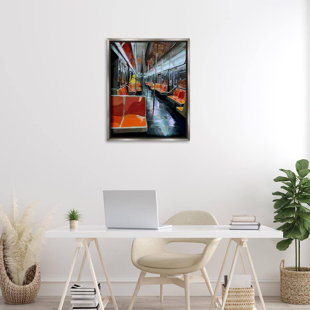Bird Character in Subway Train by Keith Thomson Gray Floater Frame Travel Graphic Art Print 31 in. x 25 in. price history on PriceWatchPro