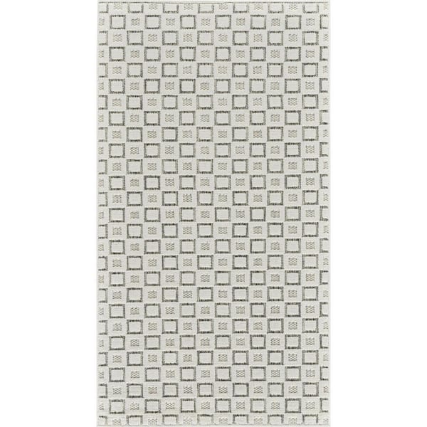 Cream, Beige 3 ft. x 5 ft. Woven Geometric Polypropylene Rectangle Indoor/Outdoor Area Rug