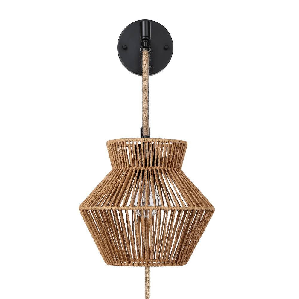 Nathan James Ariel 10 in. W 1Light Bohemian Plugin Wall Sconce, Bedside Reading Lamp with