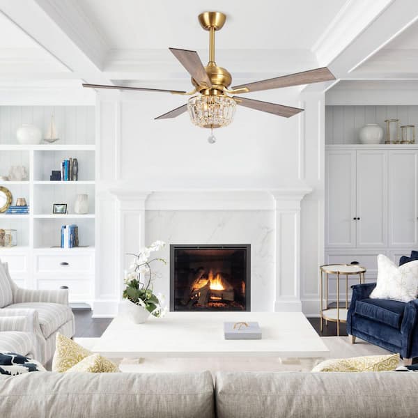 Parrot Uncle Shena 52 in. Indoor Downrod 5-Blade Gold Ceiling Fan