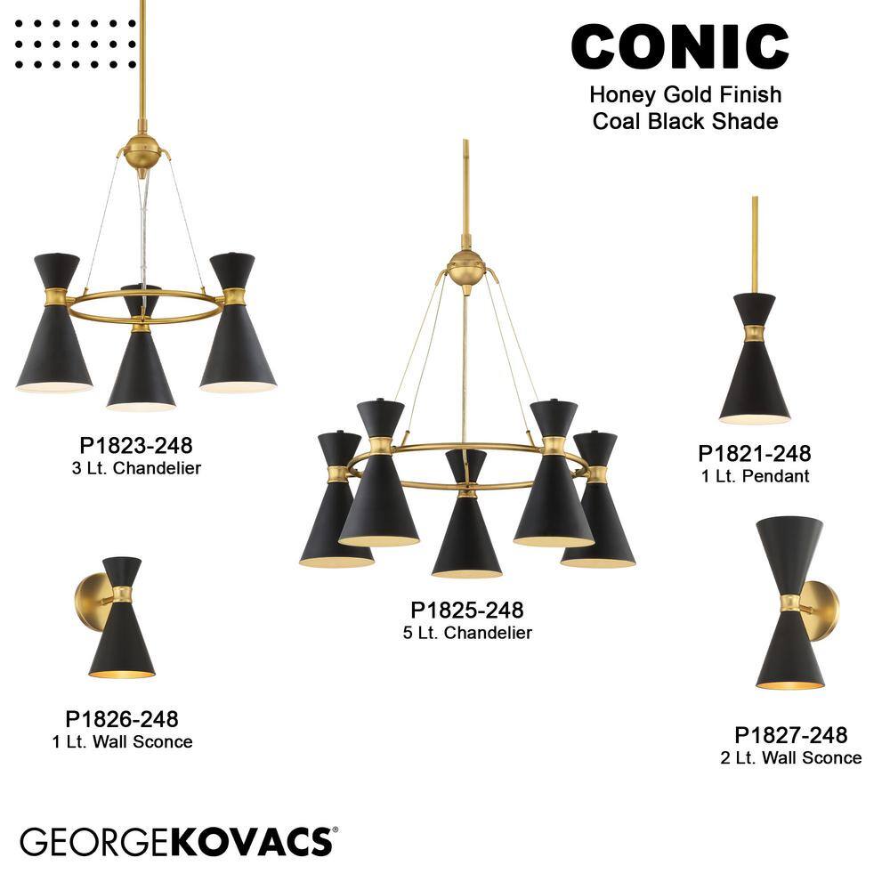 Honey Gold and Black 3-Light Mini Chandelier with Steel Shades