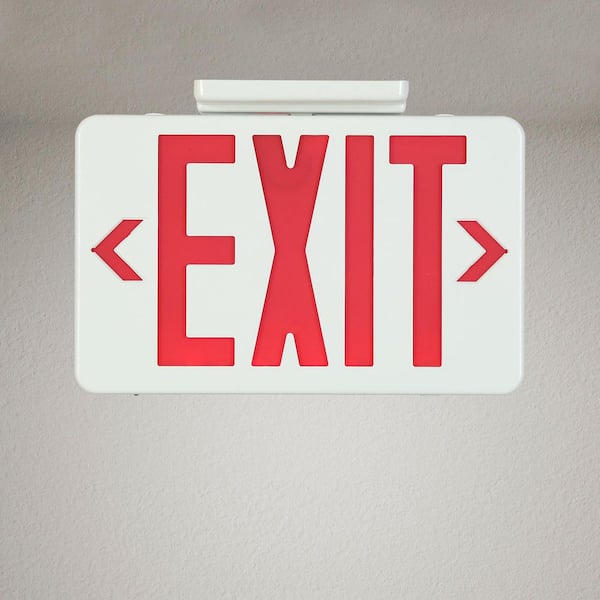 LNC Hardwired White and Red Double Face Integrated LED Exit Sign