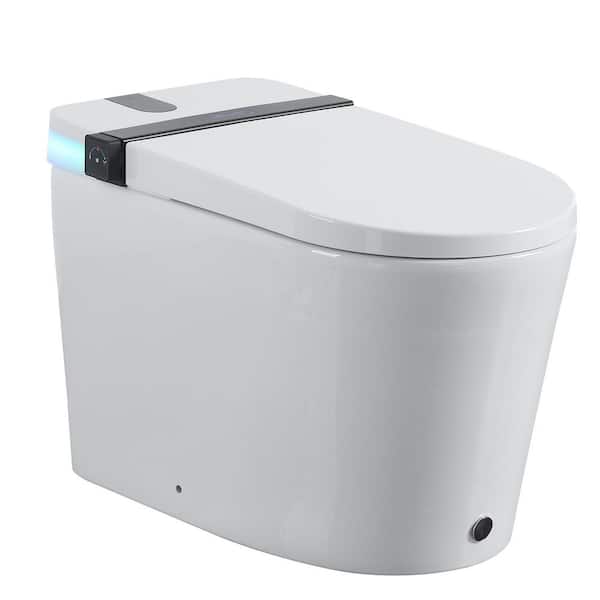 Smart Toilet with Bidet Seat Built-in, Auto Open/Close Seat, Foot Sensor, LED Display, Night Light, Warm Water & Dryer