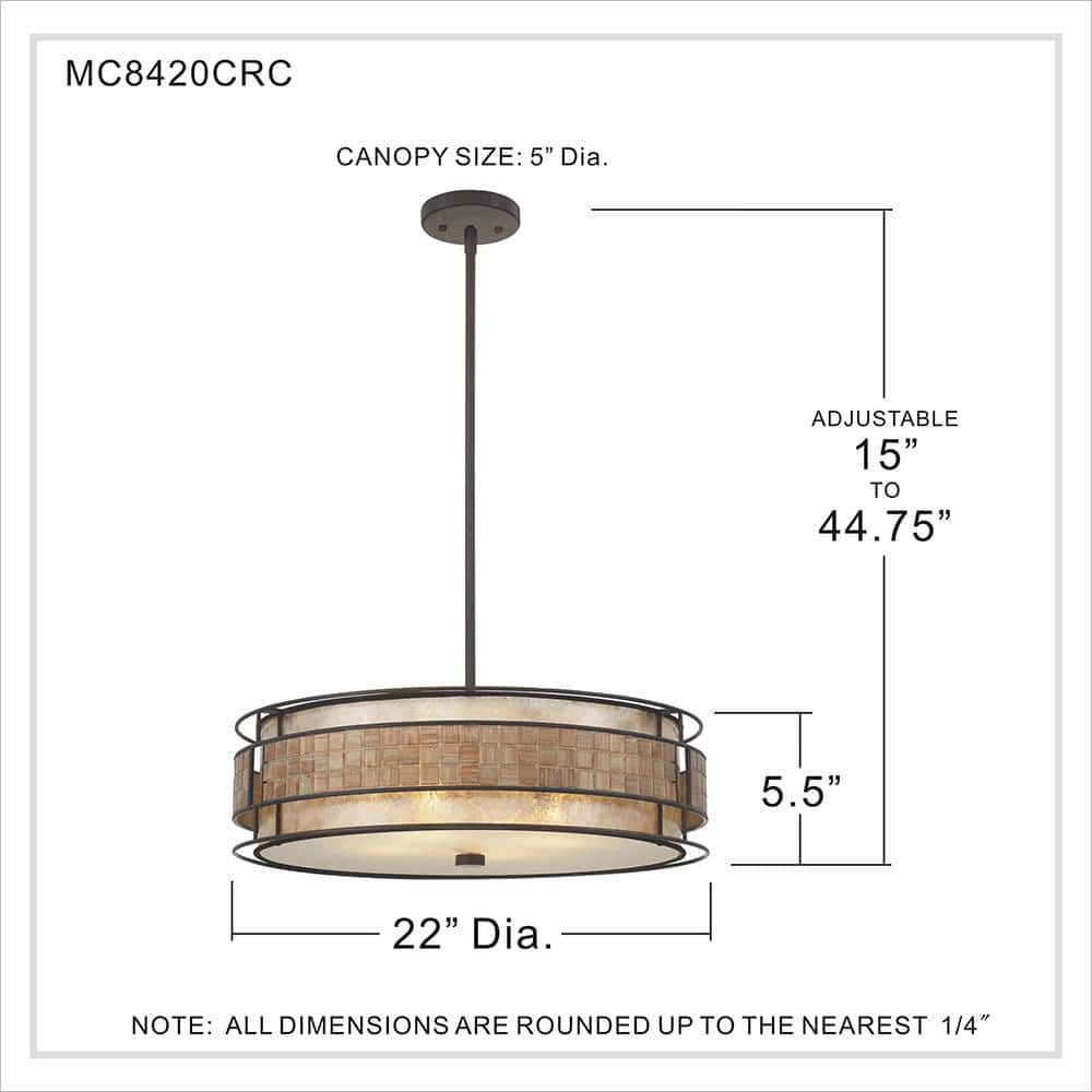 22" Renaissance Copper Indoor/Outdoor Drum Pendant Light