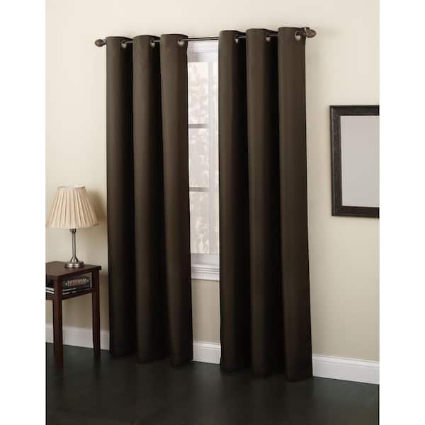 Unbranded Semi-Opaque Chocolate No. 918 Casual Montego Woven Grommet Top Curtain Panel, 48 in. W x 84 in. L