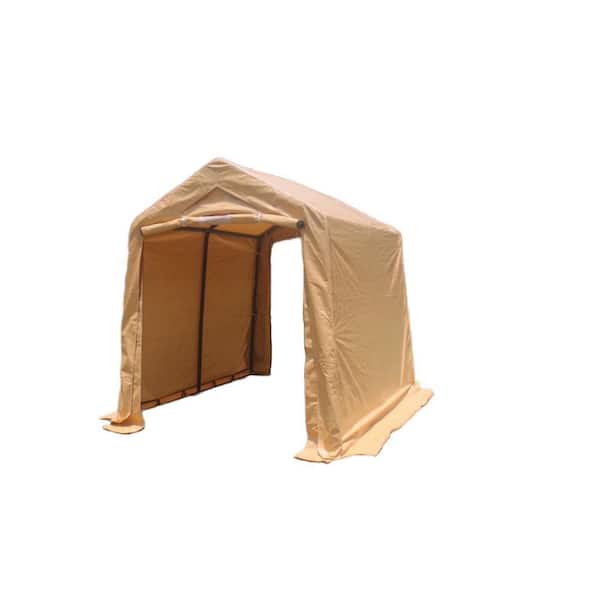 7 x 8 ft. Outdoor Portable Garage Storage Shelter Shed with 2 Roll Up Zipper Doors and Vents Carport in Gray