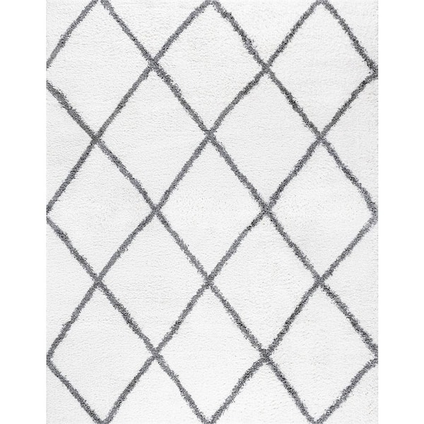 Soho Shag Diamond White 8 ft. x 10 ft. Indoor Area Rug