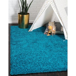 Solid Shag Turquoise 2 ft. x 3 ft. Area Rug