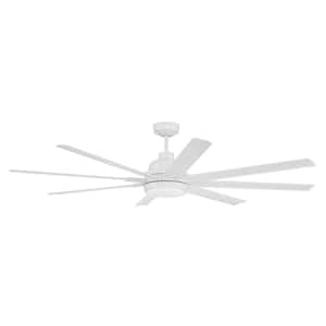 Rush 72 in. Integrated LED Indoor/Outdoor White Finish Hangdown Only Ceiling Fan, Smart WI-FI Enabled Remote & Light Kit
