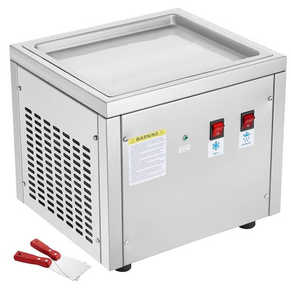 Fried Ice Cream Roll Machine, 11 x 9.5 in. Pan, Stainless Steel Rolled Ice Cream Maker with Compressor and 2 Scrapers