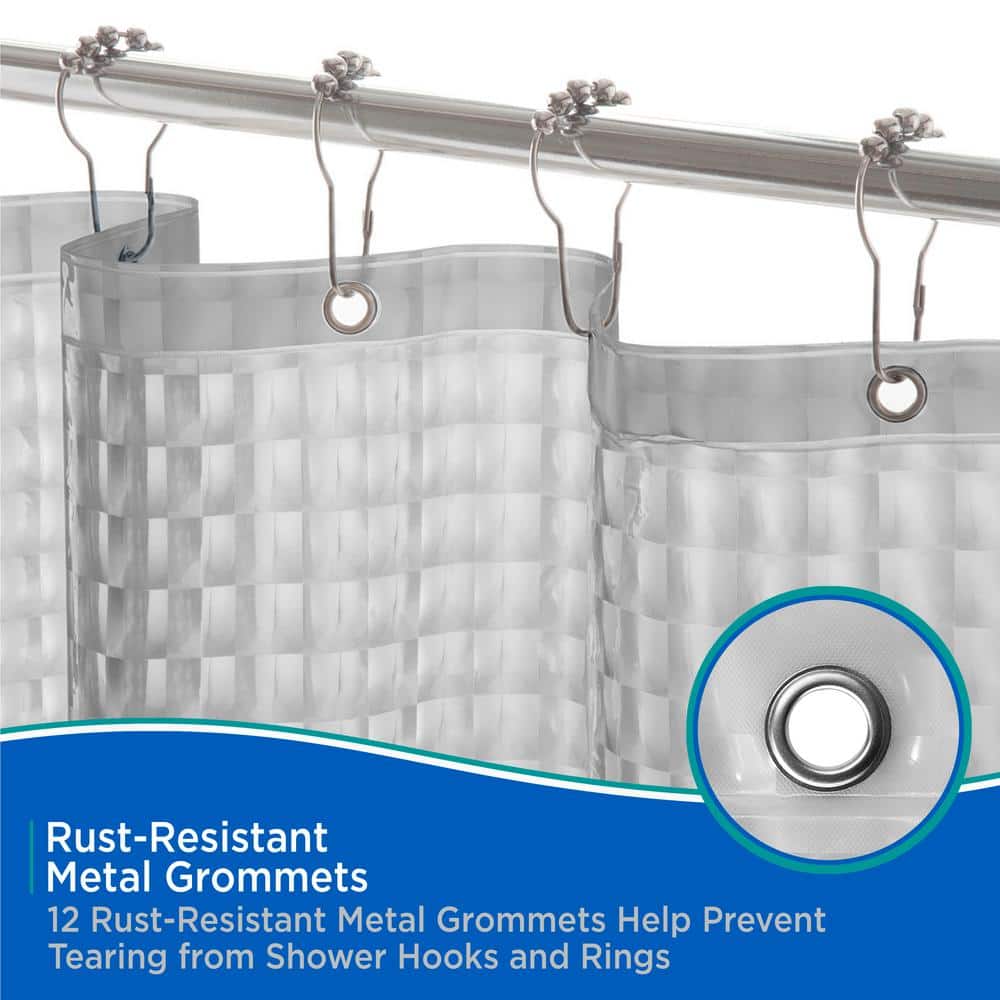 Gray Medium Weight Embossed PEVA Shower Curtain Liner