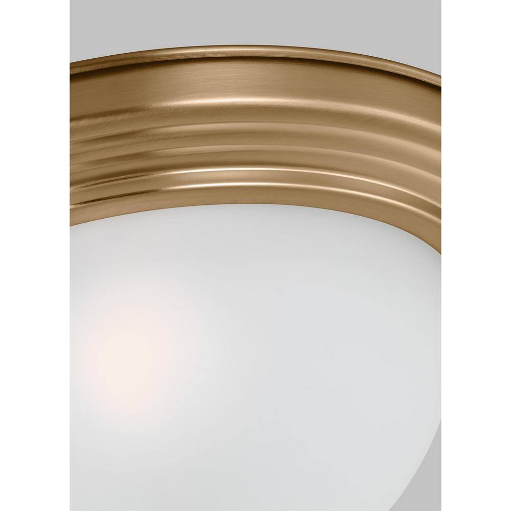 Satin Brass Geary 1-Light Flush Mount with Etched Glass Bowl