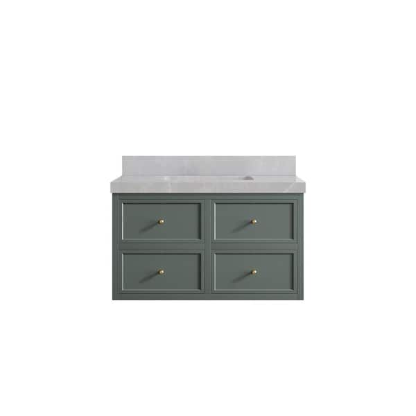 Willow Collections Roswell 36 in. W x 22 in. D x 36 in. H Single Sink Bath Vanity in Pewter Green with 2 in. Pearl Gray qt. Top