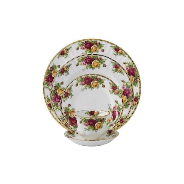 ROYAL ALBERT Old Country Roses Bone China 5-Piece Place Setting, Service for 1