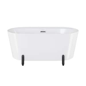 Monaco 59 in. x 30 in. Freestanding Soaking Bathtub with Reversible Drain and Matte Black Stand