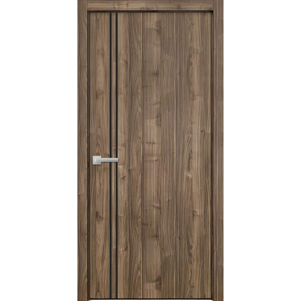 18 in. x 84 in. 1 Panel Walnut Finished Solid Wood with Honeycomb Sliding Door with Hardware price history on PriceWatchPro