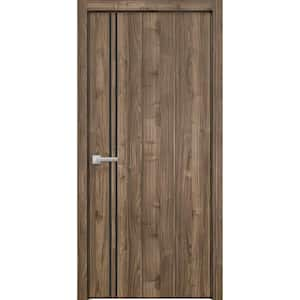 18 in. x 80 in. 1 Panel Walnut Finished Solid Wood with Honeycomb Sliding Door with Hardware