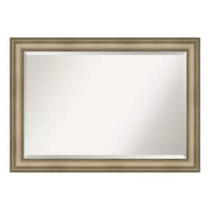 Mezzanine Antique Silver Narrow 41.5 in. x 29.5 in. Beveled Rectangle Wood Framed Bathroom Wall Mirror in Bronze,Silver