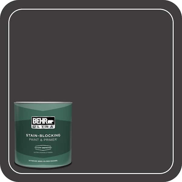 BEHR ULTRA 1 qt. #T13-3 Black Lacquer Extra Durable Semi-Gloss Enamel Interior Paint & Primer