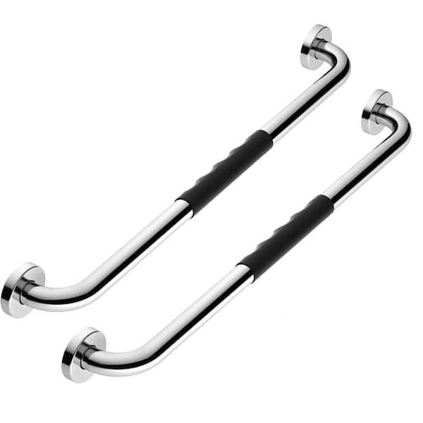 Adrinfly 24 in. Concealed Screw Anti-Slip Shower Grab Bars with Rubber Grip Safety Balance Handrail in Chrome (2-Pack)