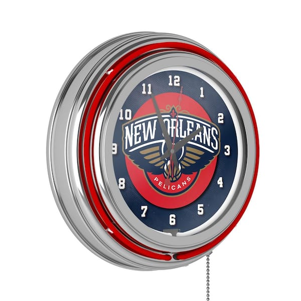Unbranded New Orleans Pelicans Red Logo Lighted Analog Neon Clock