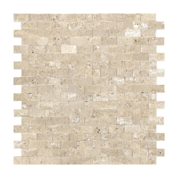 Beige 10.63 in. x 11.22 in. Natural Marble Peel and Stick Backsplash Wall Tile (5-Pack)