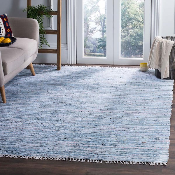Rag Rug Light Blue/Multi 6 ft. x 9 ft. Striped Area Rug