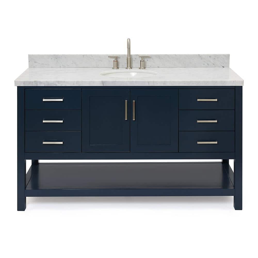 Magnolia Midnight Blue 61" Single Sink Vanity with Marble Top