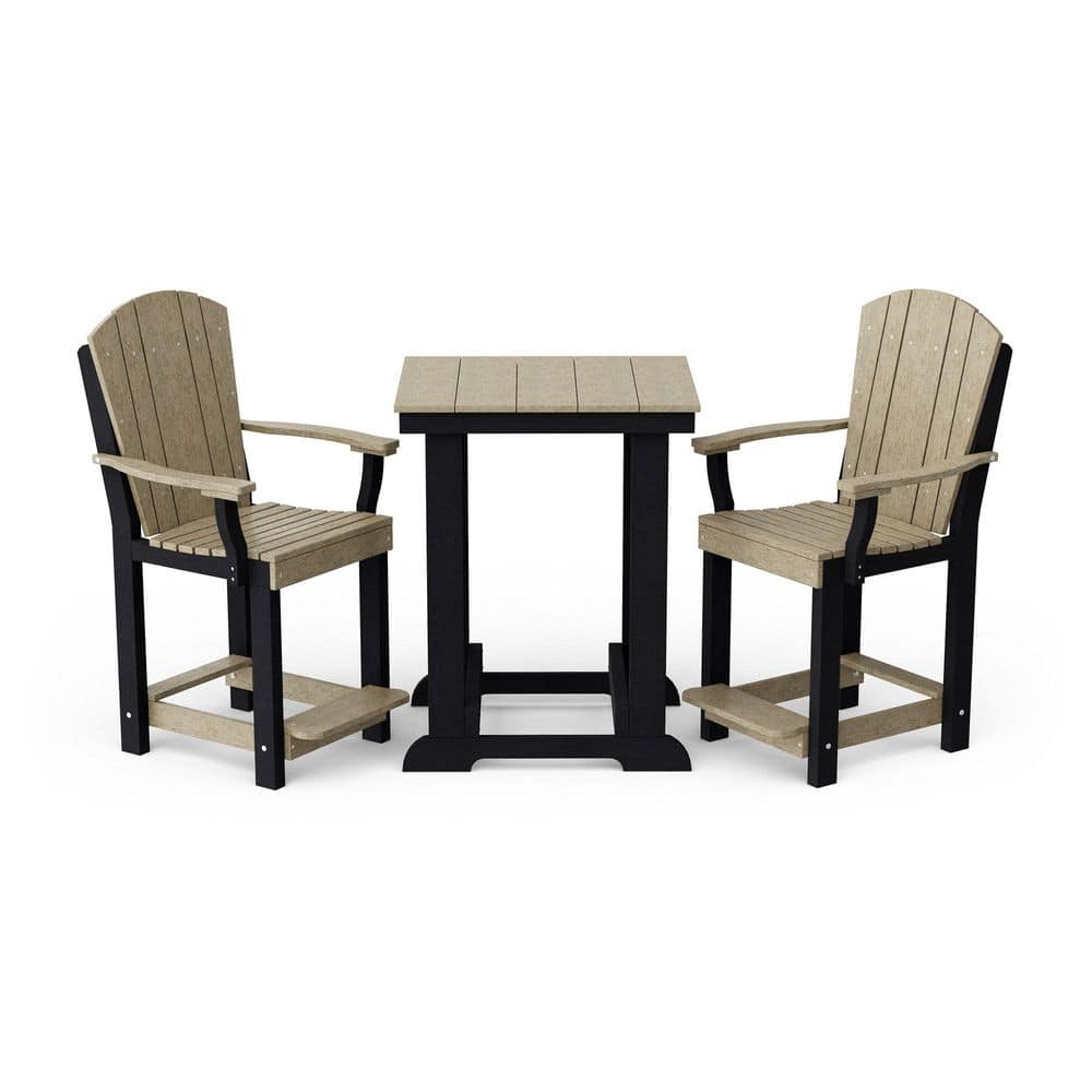 Heritage 3-Piece Weathered Wood and Black HDPE Plastic Outdoor Patio Counter Set price history on PriceWatchPro