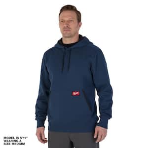 Men's Small Blue Midweight Cotton/Polyester Long-Sleeve Pullover Hoodie