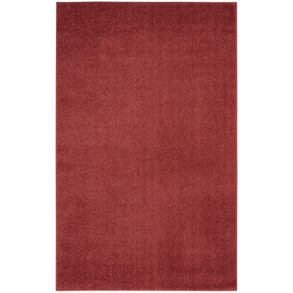 Brick Red 3 ft. x 5 ft. Woven Polypropylene Rectangle Indoor/Outdoor Area Rug