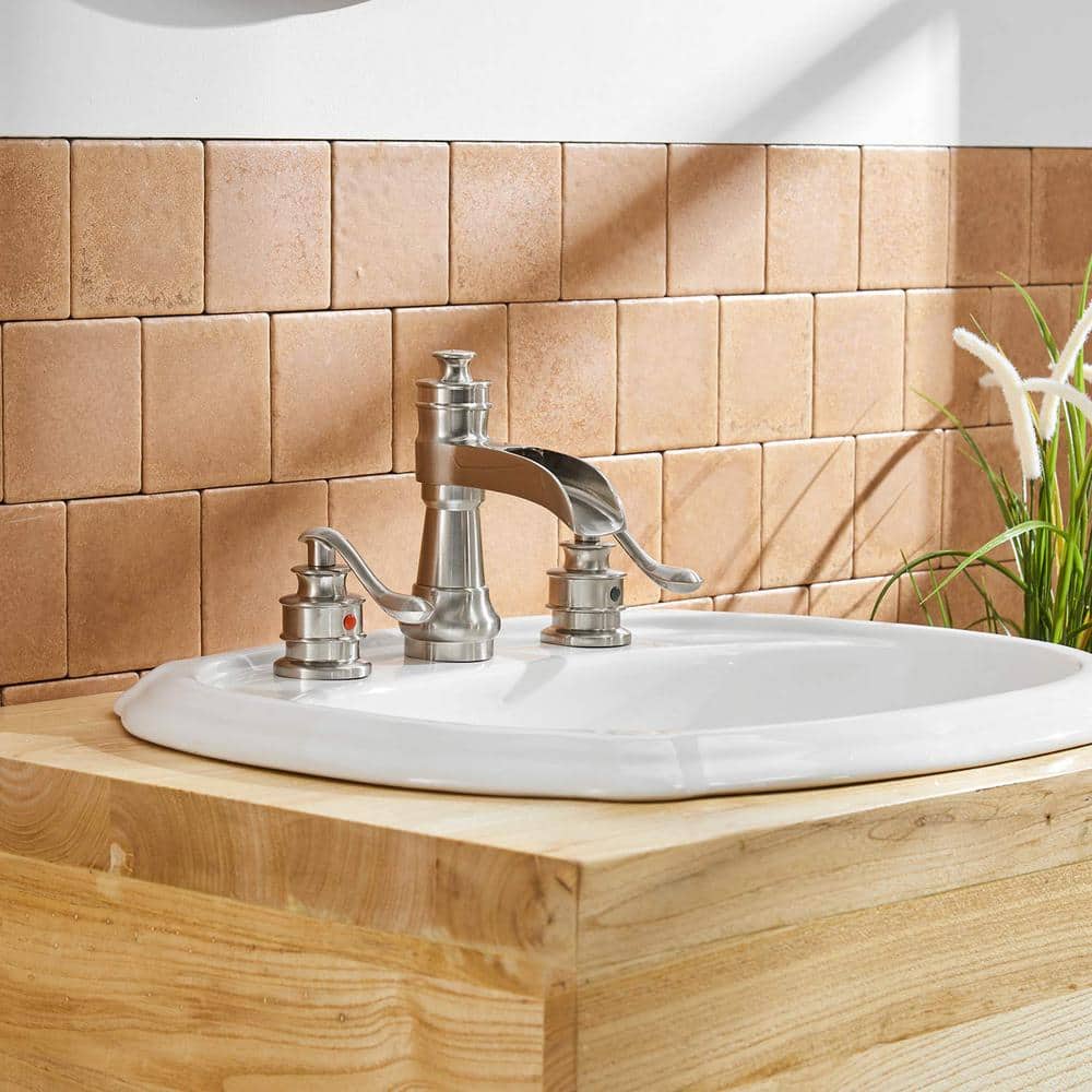 Brushed Nickel 8-Inch Widespread Waterfall Bathroom Faucet