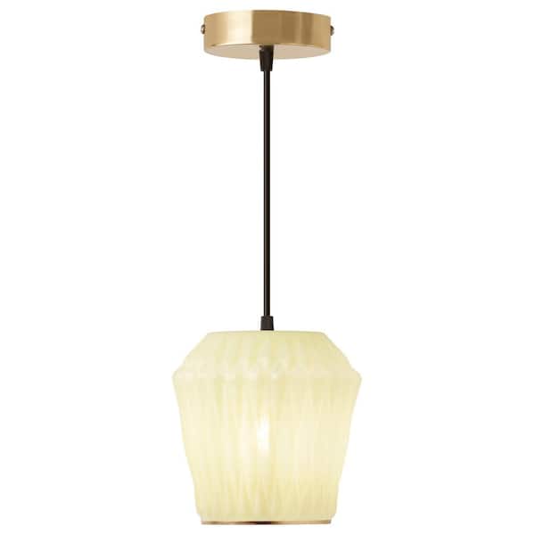 River of Goods Ariel 25-Watt 1-Light Dome Shaded Pendant Light with Yellow Glass Shade