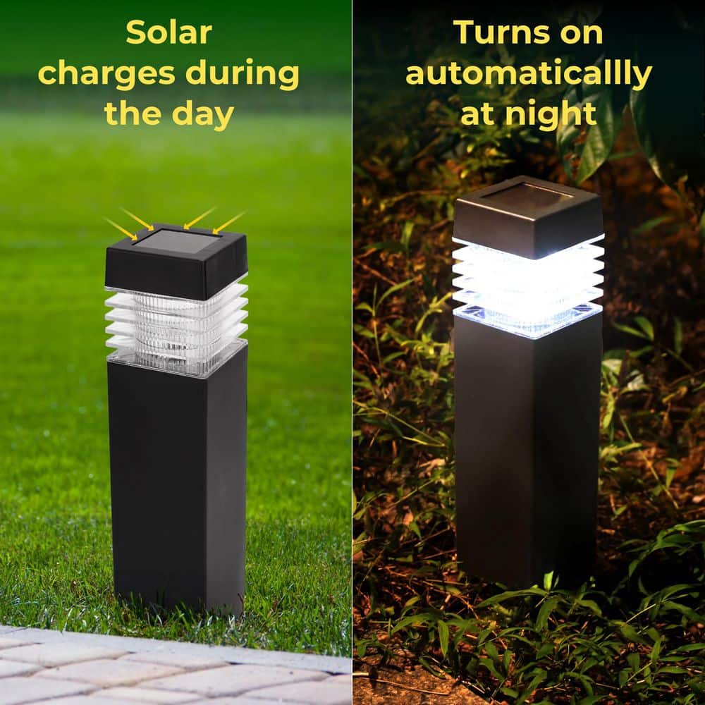 Small Black Plastic Solar LED Pathway Lights, 4-Pack