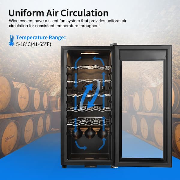 TAZPI 13.6 in. Wine Cooler 18 Bottle Freestanding Wine
