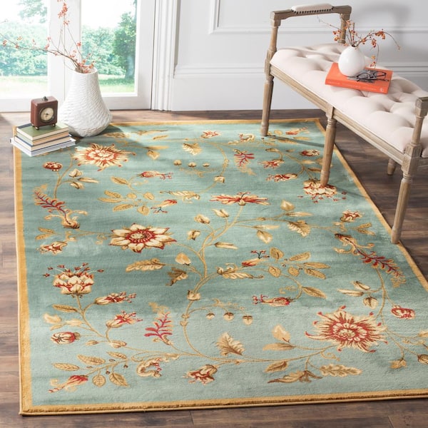 Lyndhurst Blue/Multi 5 ft. x 8 ft. Border Area Rug