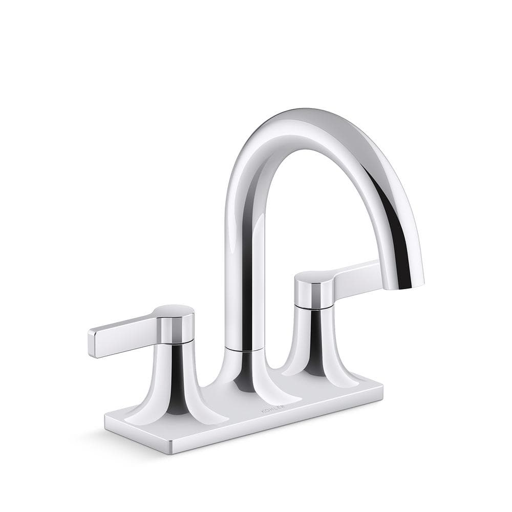 KOHLER Contemporary 4 In Centerset 2 Handle Bathroom Faucet In   Polished Chrome Kohler Centerset Bathroom Faucets K R22797 4d Cp 64 1000 